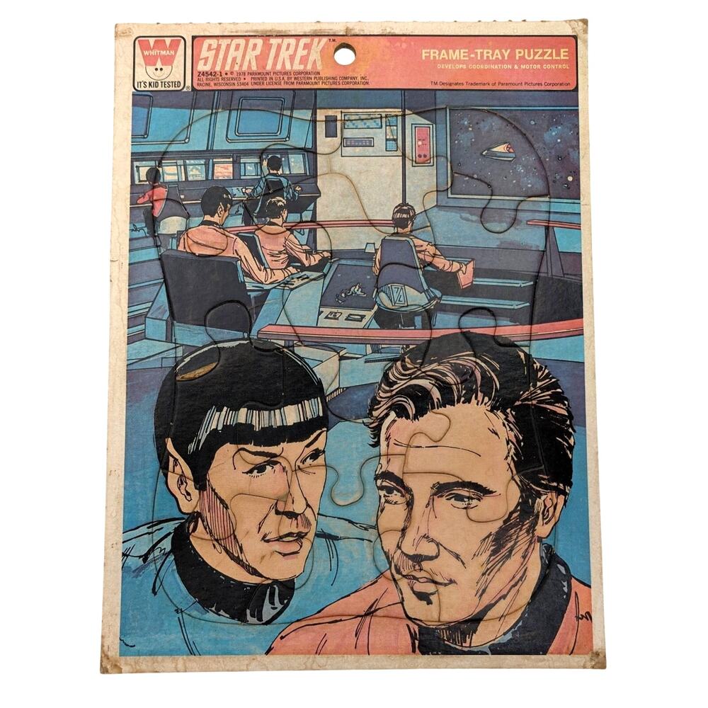Vintage 1978 Whitman Star Trek Frame-Tray Jigsaw Puzzle Spock Kirk 16 Pieces